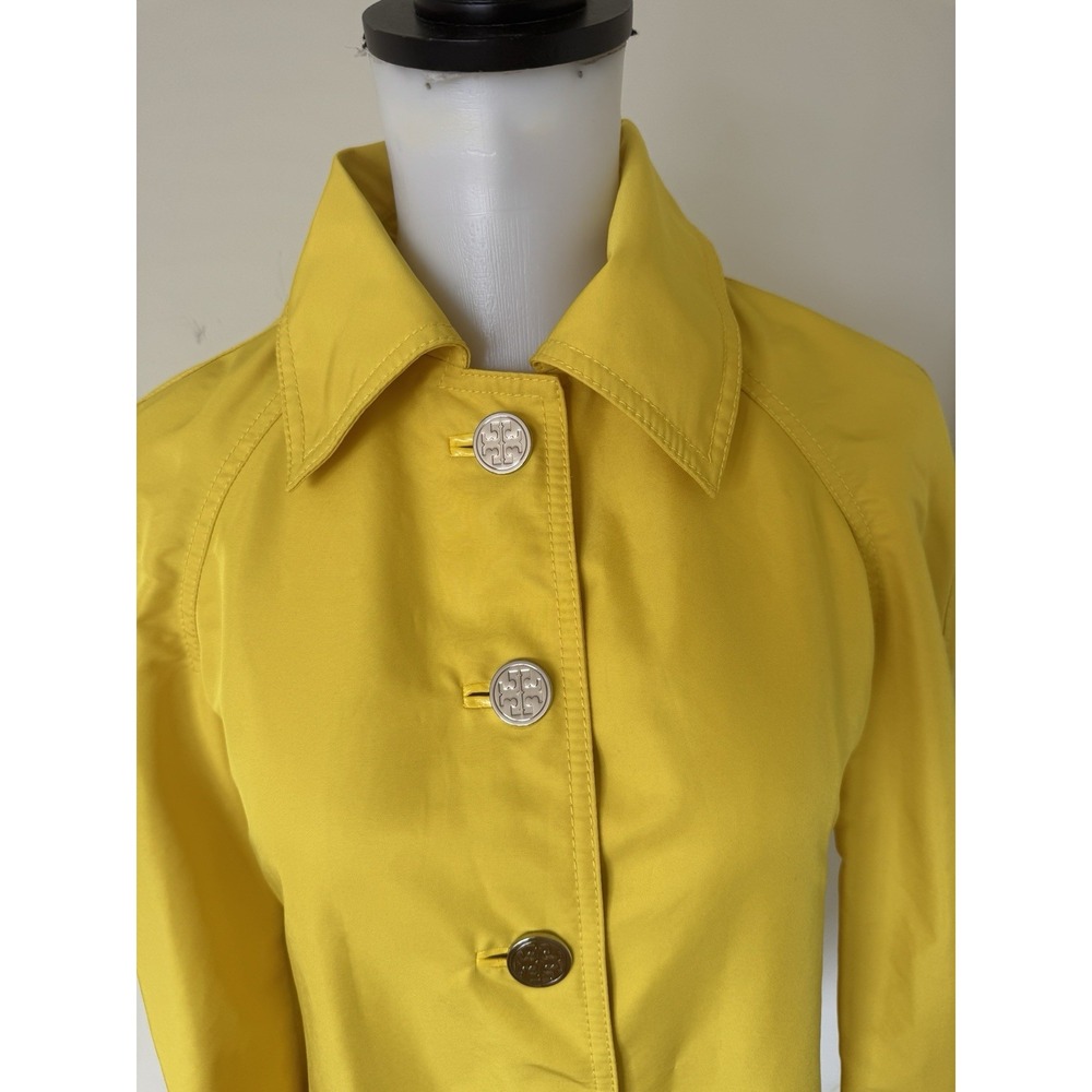 Tory Burch Trench/Raincoat Collared Button Up Women's Size 2 Yellow - Picture 7 of 13